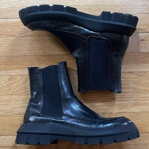 Chunky black Lug sole boots
